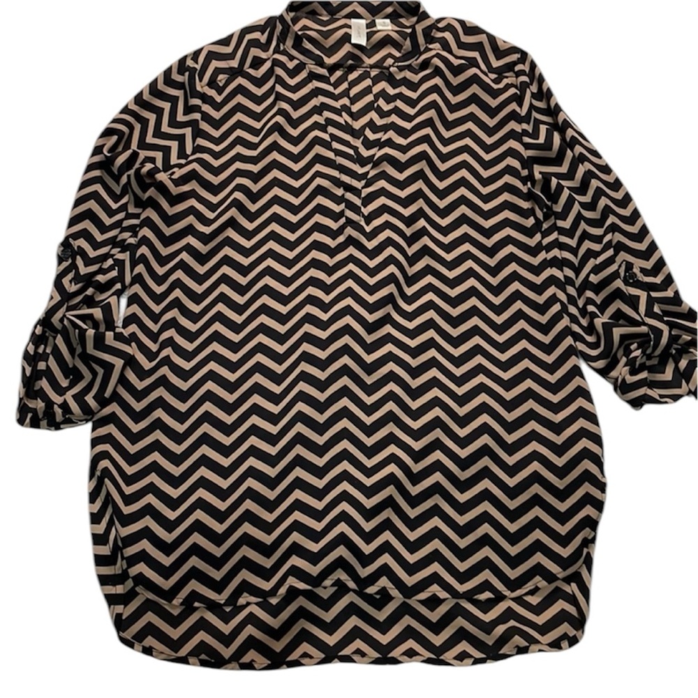 Brown and Black‎ Chevron Blouse